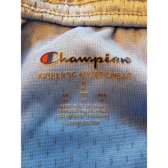 Champion Light Blue Mesh Athletic Shorts Elastic Waistband Logo Unisex Small - Picture 3 of 12